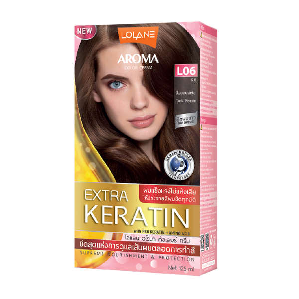 ថ្នាំលាបសក់អារ៉ូម៉ាខេរ៉ាទីន L06/LL Aroma Color Cream Extra Keratin 125ml L06 Dark Blonde