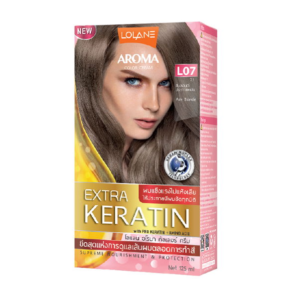 ថ្នាំលាបសក់អារ៉ូម៉ាខេរ៉ាទីន L07/LL Aroma Color Cream Extra Keratin 125ml L07 Ash Blonde