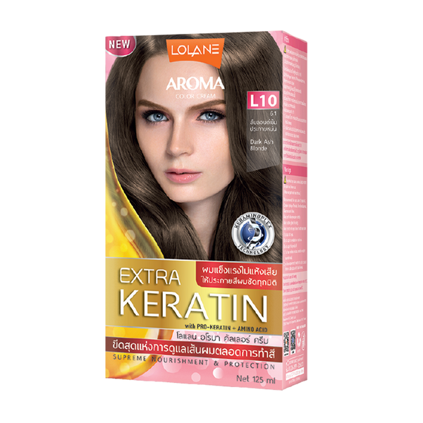 ថ្នាំលាបសក់អារ៉ូម៉ាខេរ៉ាទីន L10/LL Aroma Color Cream Extra Keratin 125ml L10 Dark Ash Blonde