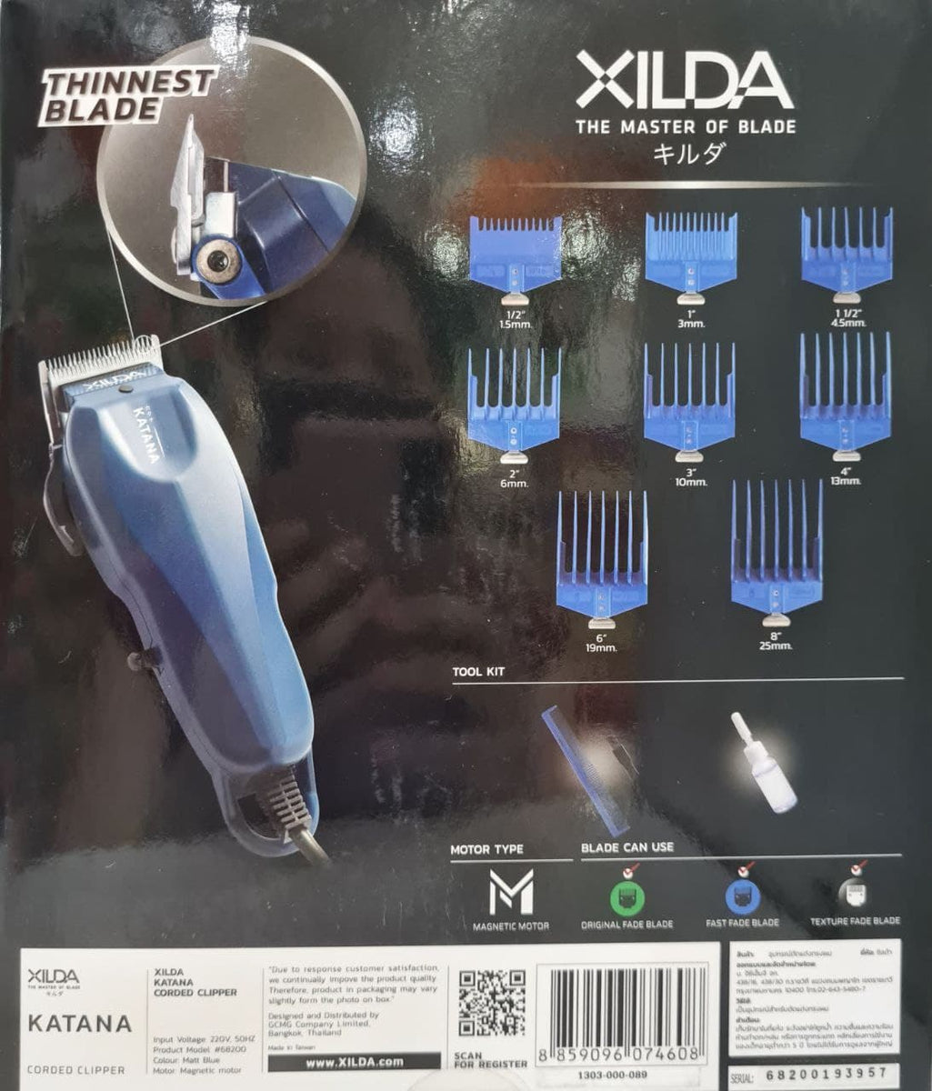 ត្រង់ឌឺកាត់សក់ (ពណ៌ខៀវ)/XILDA Blue Corded Hair Clipper, KATANA model ...